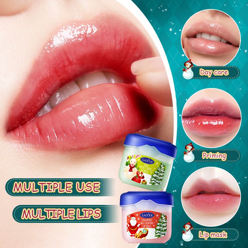 4PCS SADOER Christmas Set Brightening Lip Balm Moisturizing Anti Cracking Hydrating Repair Nourishing Lipstick Skin Care