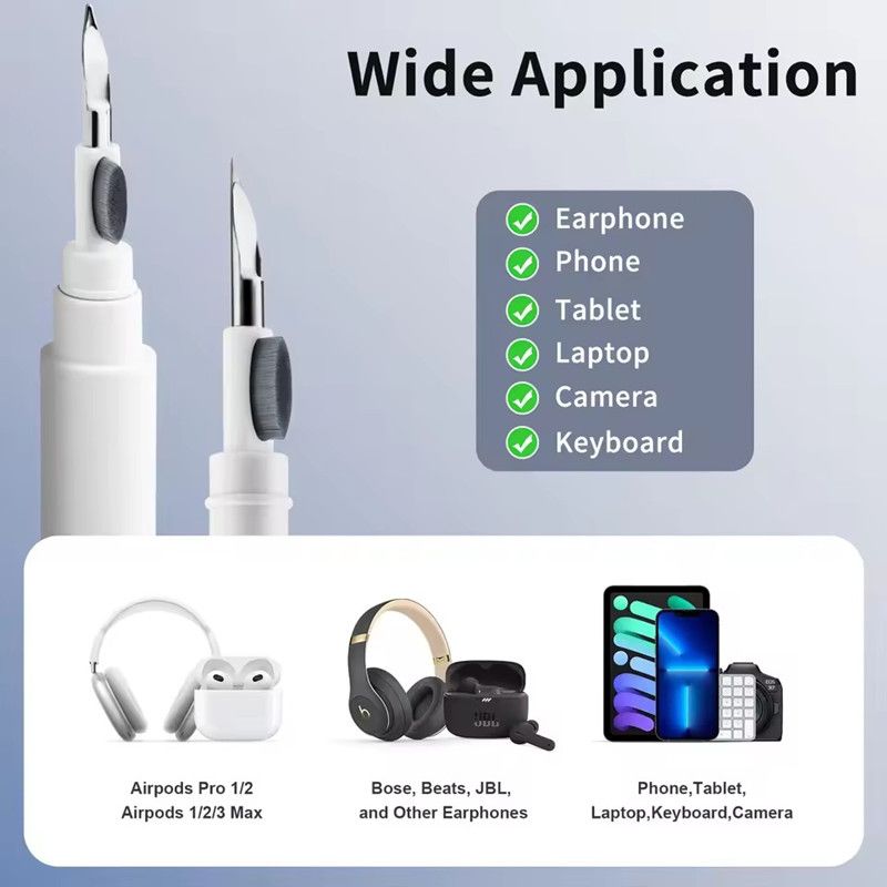 1PC Universal Cleaning Pen for Earbuds 3 in 1 Wireless Earphone Case Cleaning Tools Kit Cleaning Brush DIY Gardget Accessory