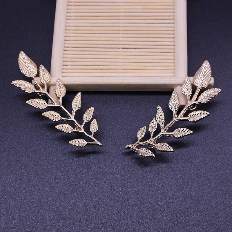 1Pair Trendy Suit Shirt Collar Pin Leaf Alloy Brooches Sweater Collar Button For Men Women Daily Fashion Clothing Accessories A-27