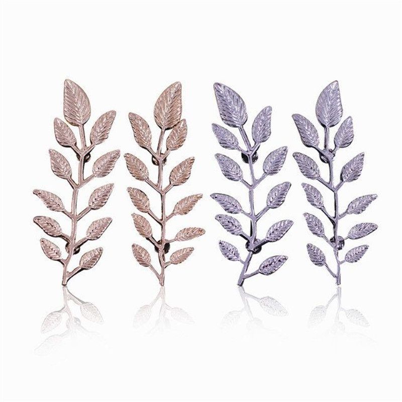 1Pair Trendy Suit Shirt Collar Pin Leaf Alloy Brooches Sweater Collar Button For Men Women Daily Fashion Clothing Accessories A-27