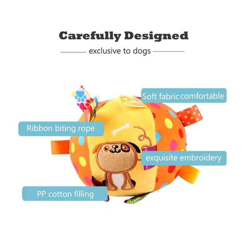 1PC Plush Dog Chew Toy Ball With Bells Interactive Pet Toy For Small Large Dogs Cats Puppy Teeth Cleaning Durable Fun Play Ball