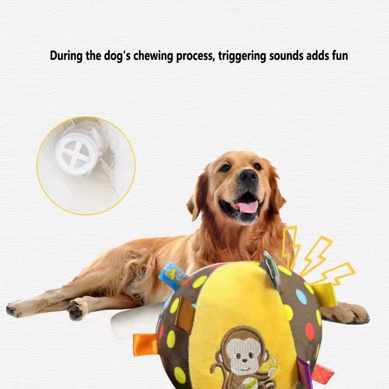 1PC Plush Dog Chew Toy Ball With Bells Interactive Pet Toy For Small Large Dogs Cats Puppy Teeth Cleaning Durable Fun Play Ball