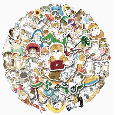 Funny cat Stickers Cartoon Cute Decals Toy Stationery Guitar Phone Bicycle Laptop Luggage Car Graffiti Kids Sticker-H-11