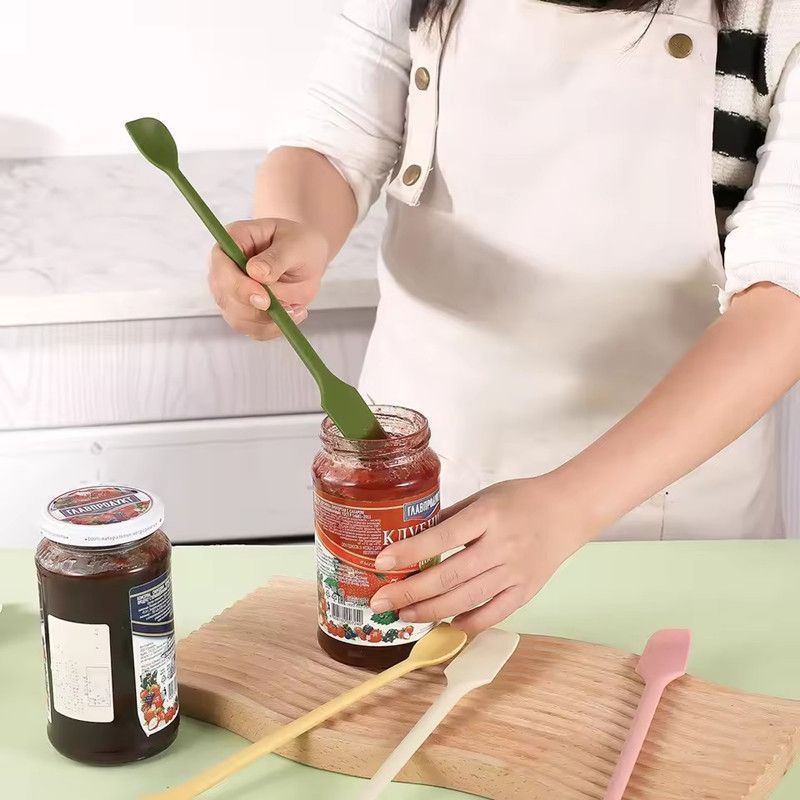 1PC Silicone Spatula Heat Resistant Long Handle Dual-Ended Scraper with Spoon Jam Spatulas Kitchen Gadget Kitchen Accessories