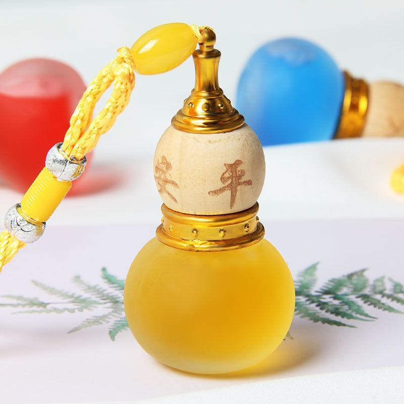 1pc Hanging Car Air Freshener Diffuser Aromatherapy Fragrance Calabash Perfume Bottle Empty Clear Glass Pendant Vials 10ml C-672