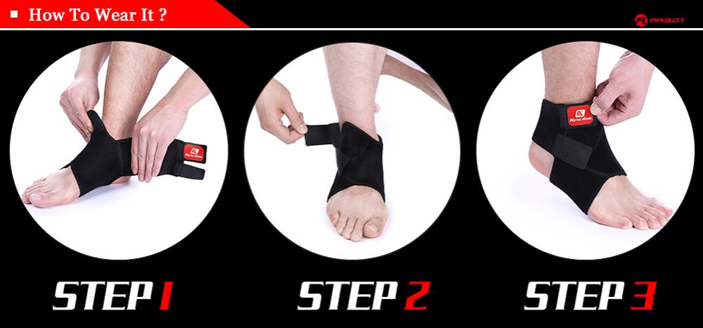 1pcs Arbot Black Adjustable Ankle Support Sports Safety Ankle Brace Support Stabilizer Foot Wrap For Ball Games Running FitnessO-4-5