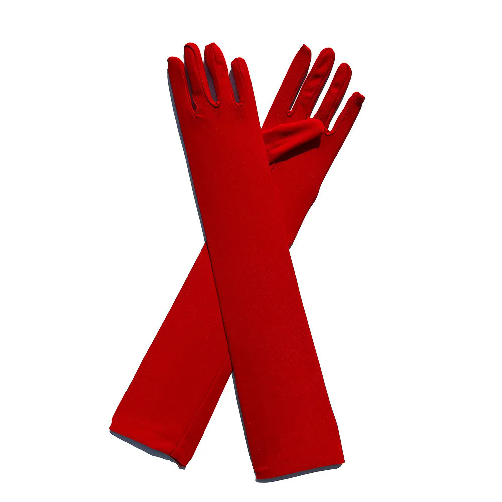 Classic Adult Black White Red Green Opera/Elbow/Wrist Stretch Satin Finger Long Gloves Women Flapper Gloves Matching Costume FZ-483
