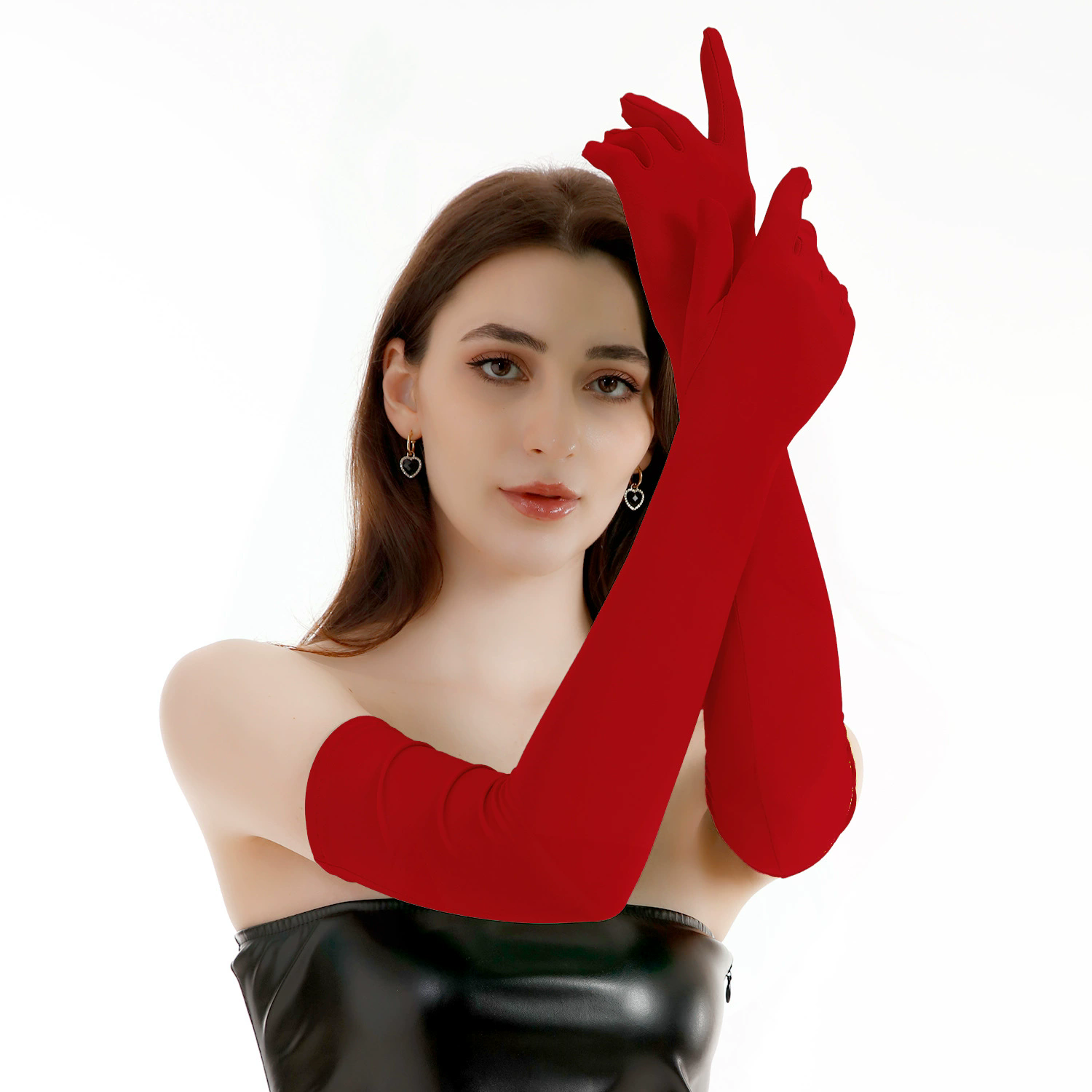 Classic Adult Black White Red Green Opera/Elbow/Wrist Stretch Satin Finger Long Gloves Women Flapper Gloves Matching Costume FZ-483