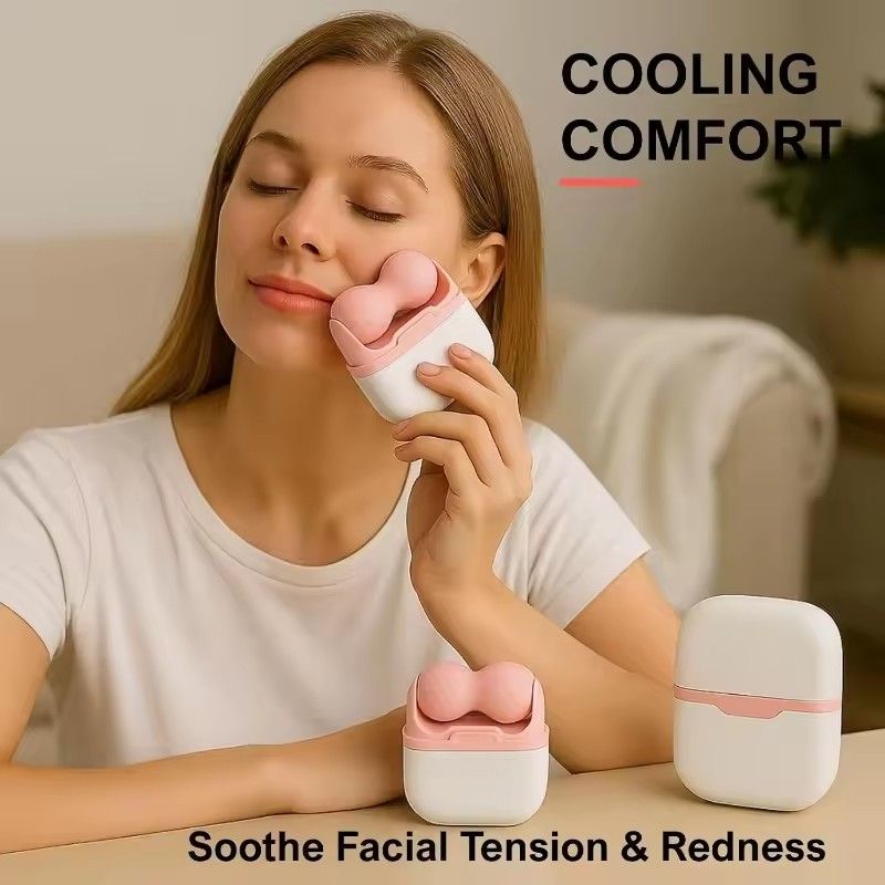 1pc Dual Head Ice Roller for Face Cooling Therapy Facial Massage Tool Skin Tightening Puffiness Relief Home Skincare Device