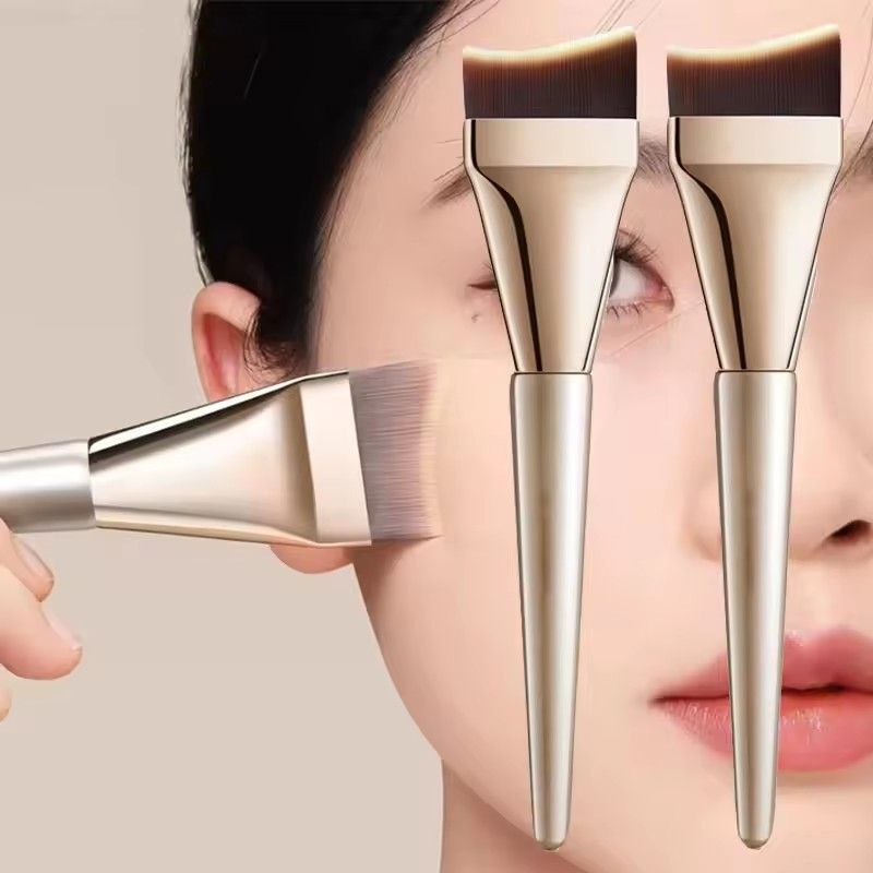 1pc Arc-shaped Flat-head Ultra-thin Foundation Brush, Paint-free And Traceless Foundation Liquid Brush, Professional