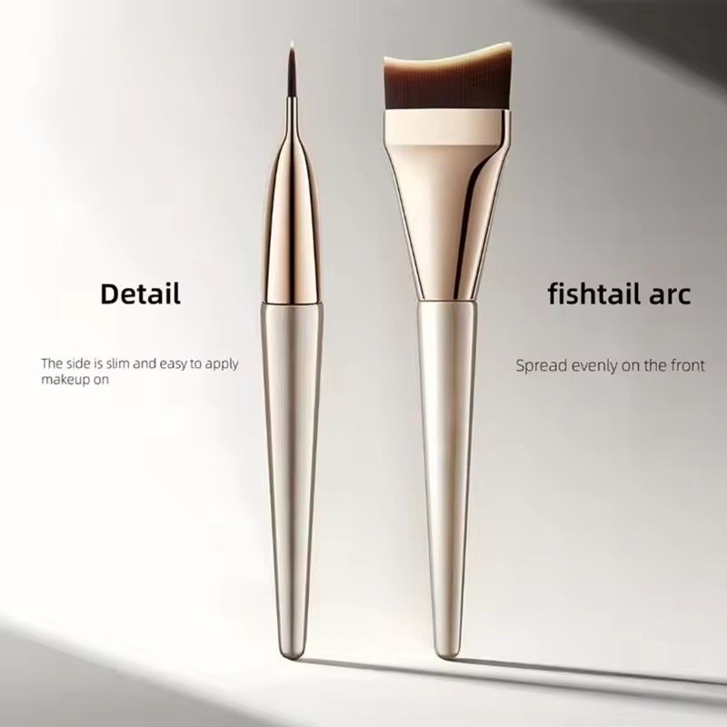 1pc Arc-shaped Flat-head Ultra-thin Foundation Brush, Paint-free And Traceless Foundation Liquid Brush, Professional