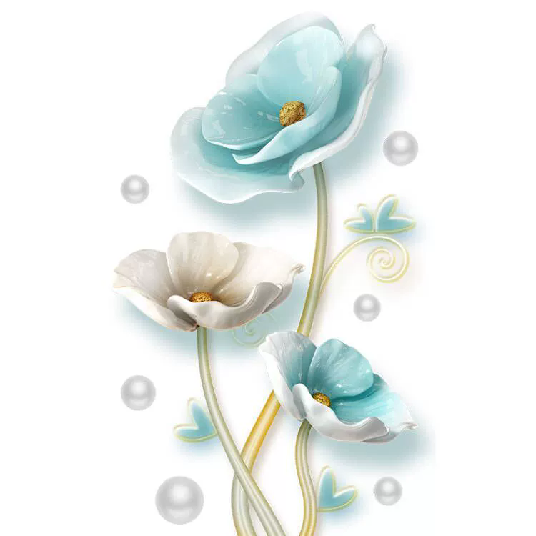 1pc Vintage Flower Living Room TV Wall Background Wall Sticker Bedroom Wall Decoration Sticker Wallpaper Self-adhesive