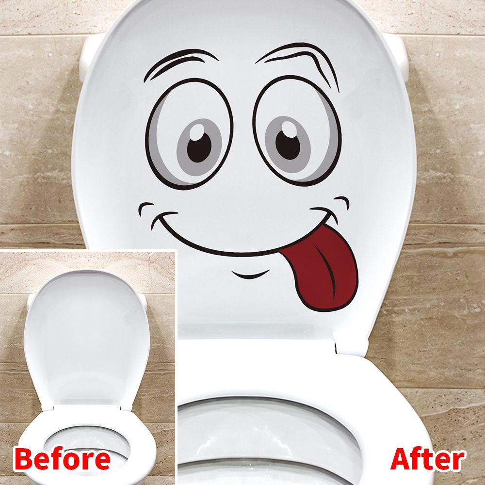 Cartoon smiley face toilet cover decoration wall sticker self-adhesive bathroom toilet sticker