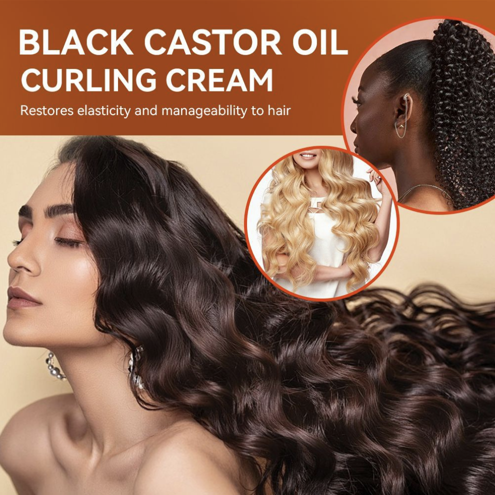 Black Castor Oil Curl Enhancing Cream - Provides Long-Lasting Hold And Moisture, Suitable for All Hair Types, an Ideal Choice for Dry And Curly Hair.