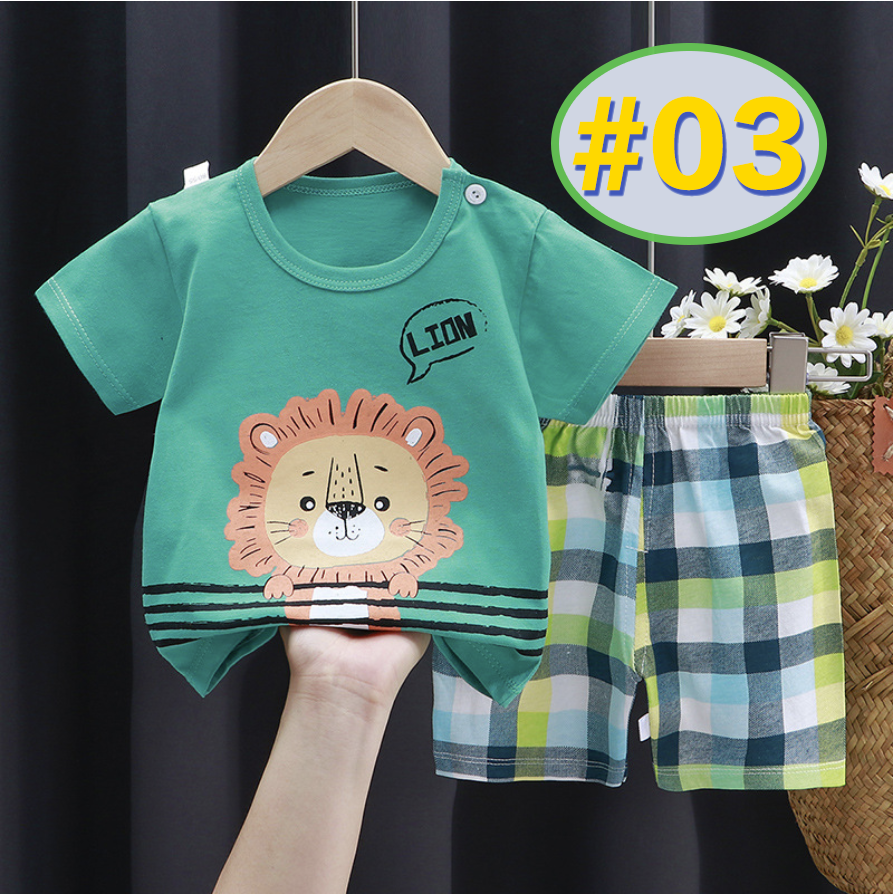 2-Piece Set (T-shirt+Shorts) New Pure Cotton Kids' Short Sleeve Set - Breathable Two-Way Crotch Design & Lightweight Comfort Clothing Set Adjustable Baby Toddler Outfits