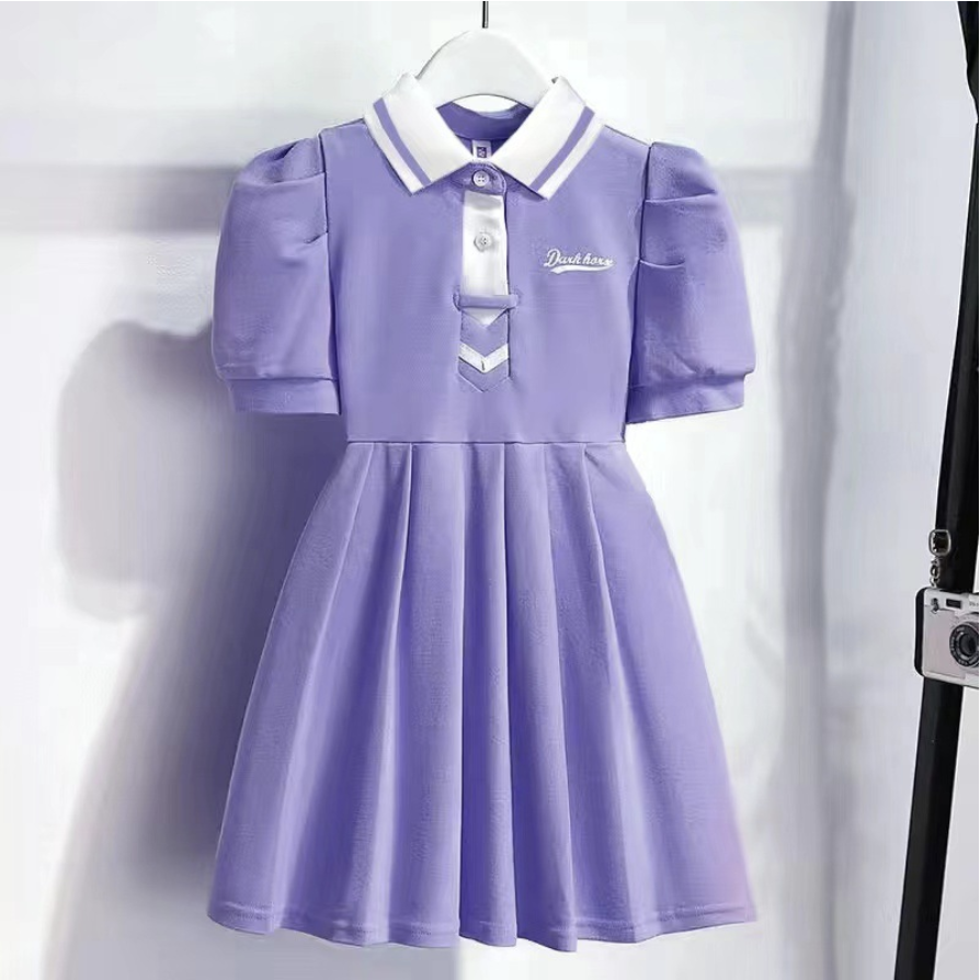 Girls' Summer Tweed Pleated Dress - Sweet Princess Style Casual Outfit