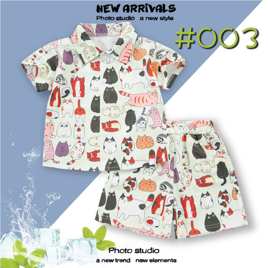 2-Piece Set（Shirt+shorts）Summer Boys Lightweight Casual Cuban Collar 3D Digital Print Premium Style Shirt and Shorts Set