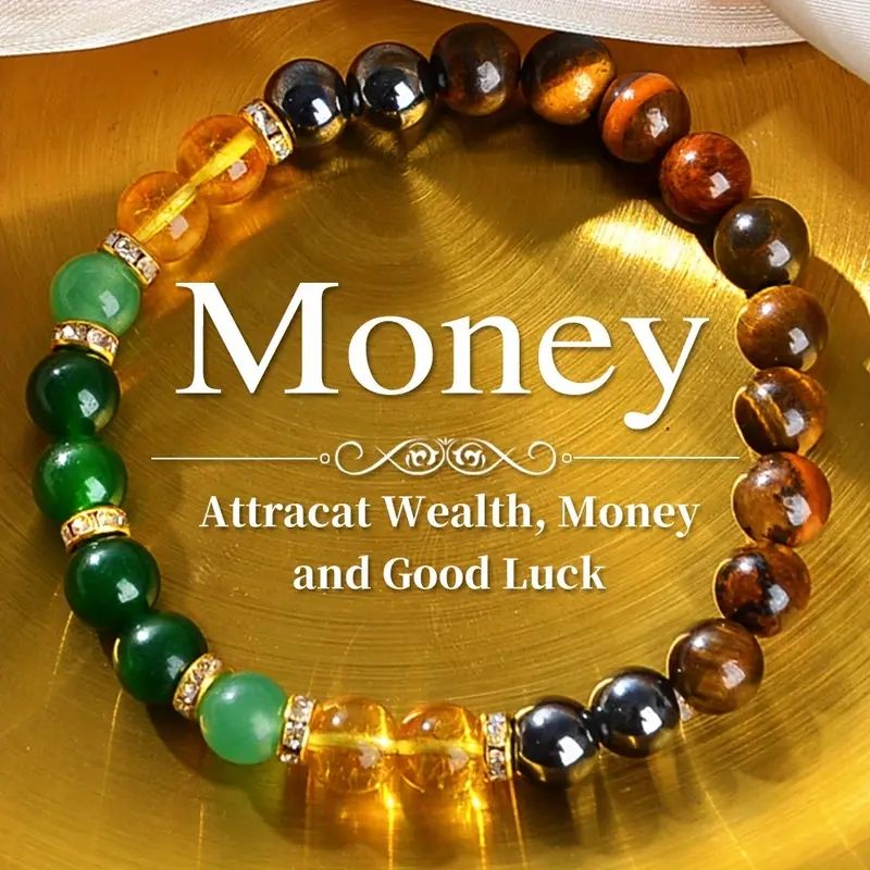 Money Attracting Bracelet1pc Natural Stone Fashion Money Attracting Bracelet | Wealth Attraction Wristlet, Daily Wear Accessory for Prosperity and Good Luck | Genuine Stone Bracelet, Money Bracelet