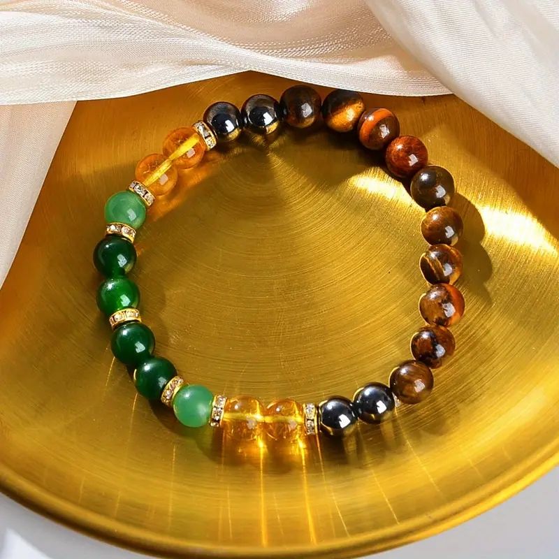Money Attracting Bracelet1pc Natural Stone Fashion Money Attracting Bracelet | Wealth Attraction Wristlet, Daily Wear Accessory for Prosperity and Good Luck | Genuine Stone Bracelet, Money Bracelet