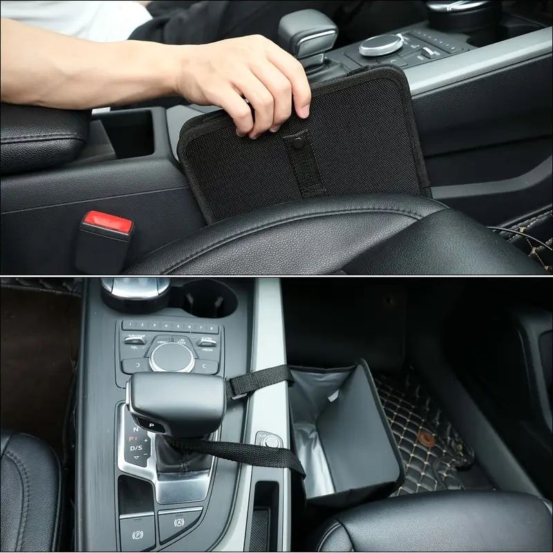 Waterproof Car Trash Can Storage Box - A Chic Hanging Armrest Box for Keeping Your Car Interior Neat, Finished in Elegant Black