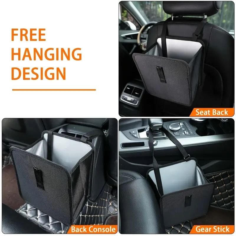 Waterproof Car Trash Can Storage Box - A Chic Hanging Armrest Box for Keeping Your Car Interior Neat, Finished in Elegant Black