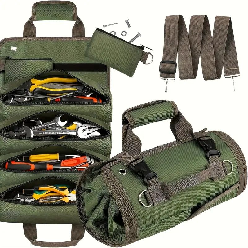 1pc Heavy-Duty Rolling Tool Kit - Multifunctional Electrician and Mechanic Storage Bag, Ideal Father's Day Gift, Suitable for Outdoor Storage Box, Cabinet, Shelf