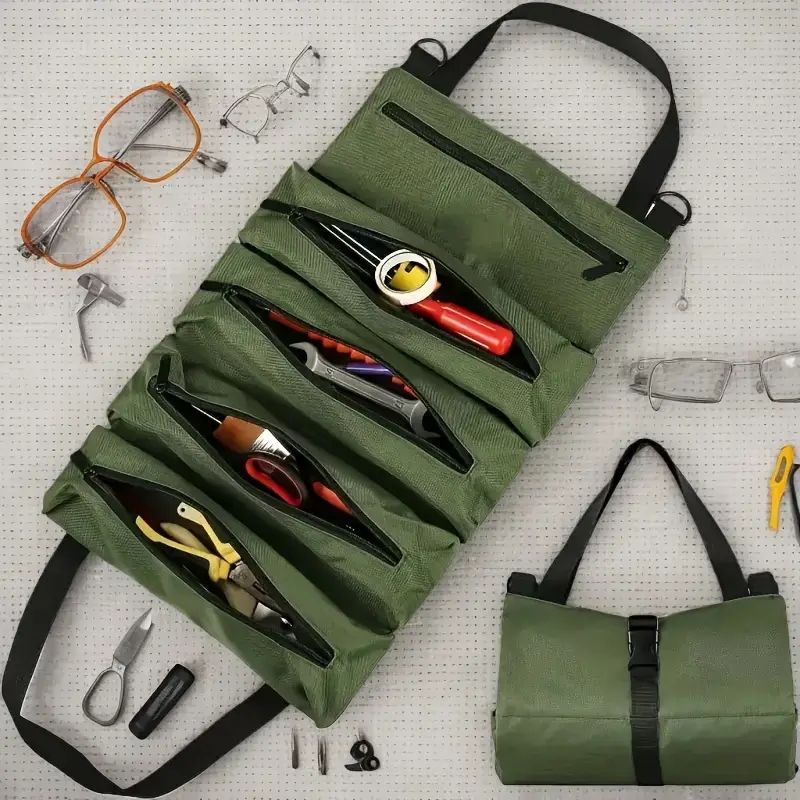 1pc Heavy-Duty Rolling Tool Kit - Multifunctional Electrician and Mechanic Storage Bag, Ideal Father's Day Gift, Suitable for Outdoor Storage Box, Cabinet, Shelf