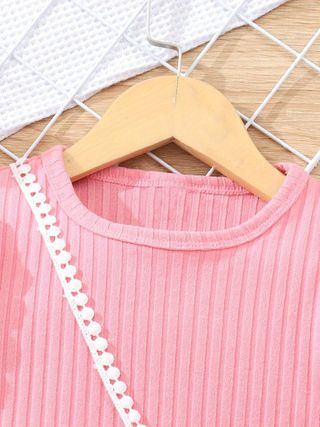 Girls' Spring-Summer Dress - Vibrant Pink Bubble Sleeve Stylish & Playful Outfit