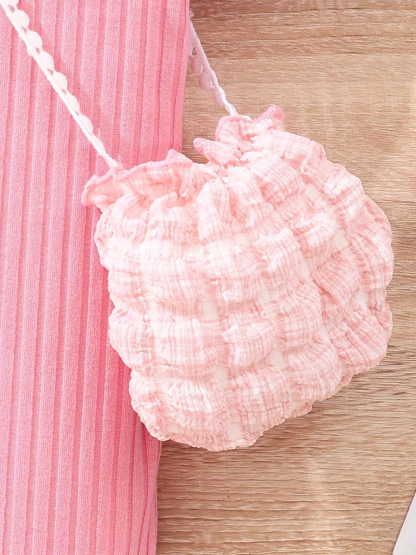 Girls' Spring-Summer Dress - Vibrant Pink Bubble Sleeve Stylish & Playful Outfit