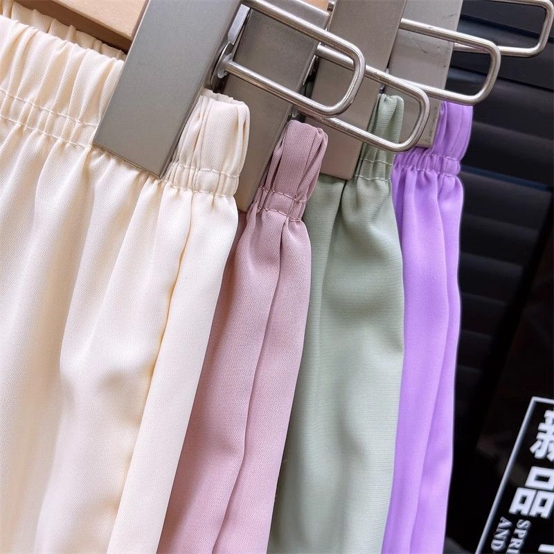 Girl's Summer Bow Detail Culottes - Loose-Fit Solid Color Mosquito-Repellent Long Pants for Toddler & Kids Casual Wear