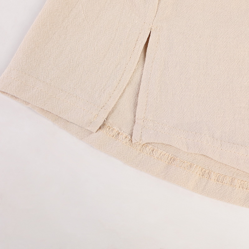Quality New Men'S Linen V Neck Bandage Cotton Blend T Shirts Male Solid Color Short Sleeves Casual Cotton Linen Tshirt Tops