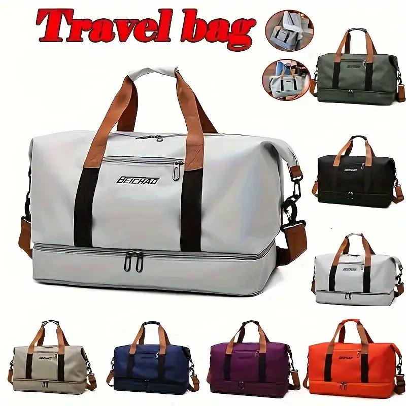 Travel Bag, Luggage Bag, Large Capacity Travel Bag with Wet and Dry Separation, Casual Outdoor Travel Tote, Women'S Fitness Yoga Bag, Weekend Overnight Bag