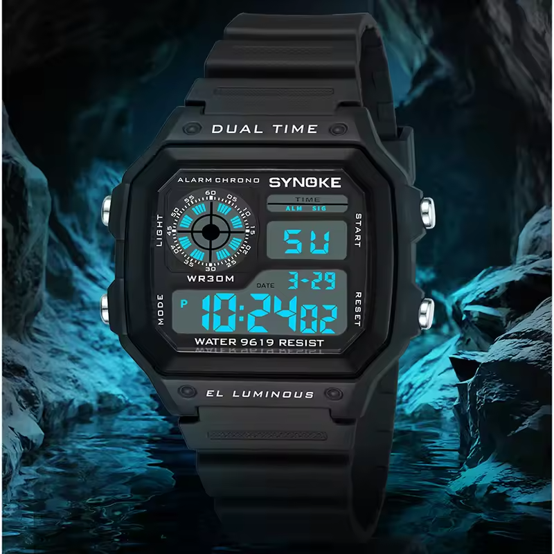 Digital Watches Men Sports Luminous Multifunction Waterproof Women Wristwatch Outdoor and Running Student Seven Lights Synoke