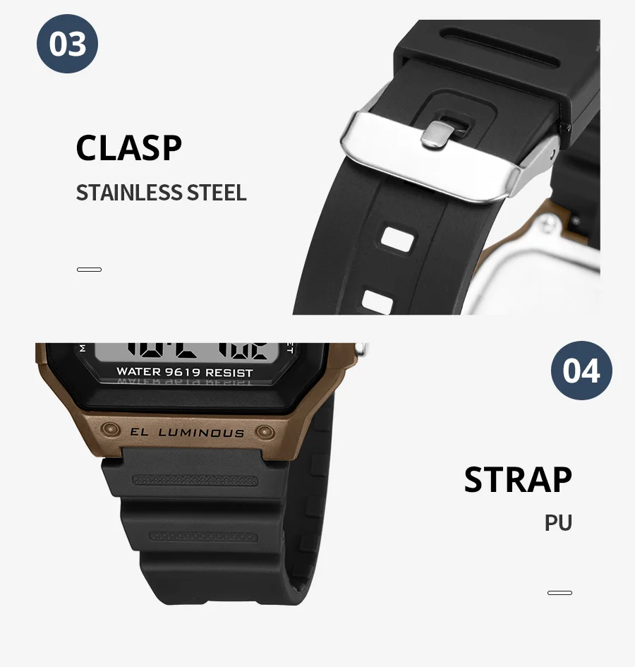 Digital Watches Men Sports Luminous Multifunction Waterproof Women Wristwatch Outdoor and Running Student Seven Lights Synoke