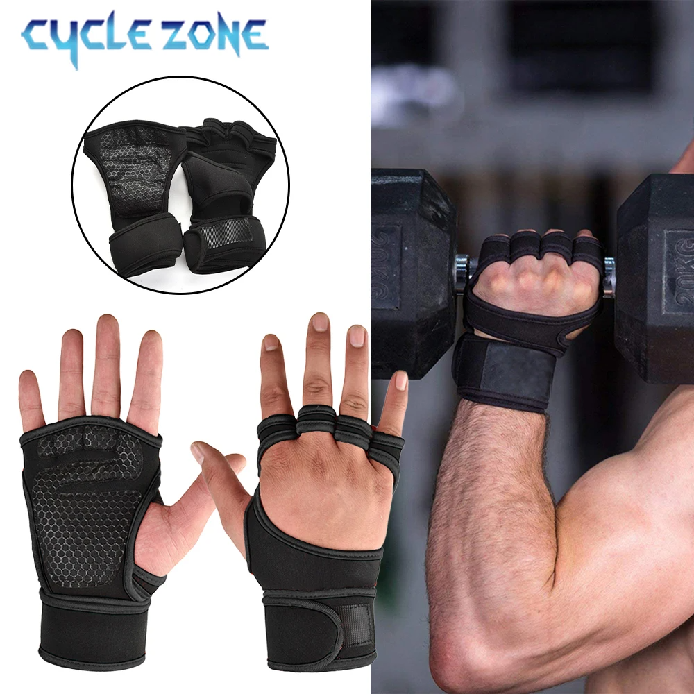 Cycling gloves Weightlifting Training for Men Women Fitness Sports Body Building Gymnastics Gym Hand Wrist Palm Protector Gloves