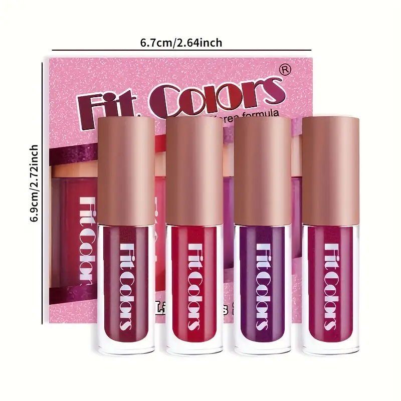 4pcs Metallic Color Lip Gloss - Lip Glaze Lipstick Not Easy to Stain Cup Lip Gloss Pearlescent view 3