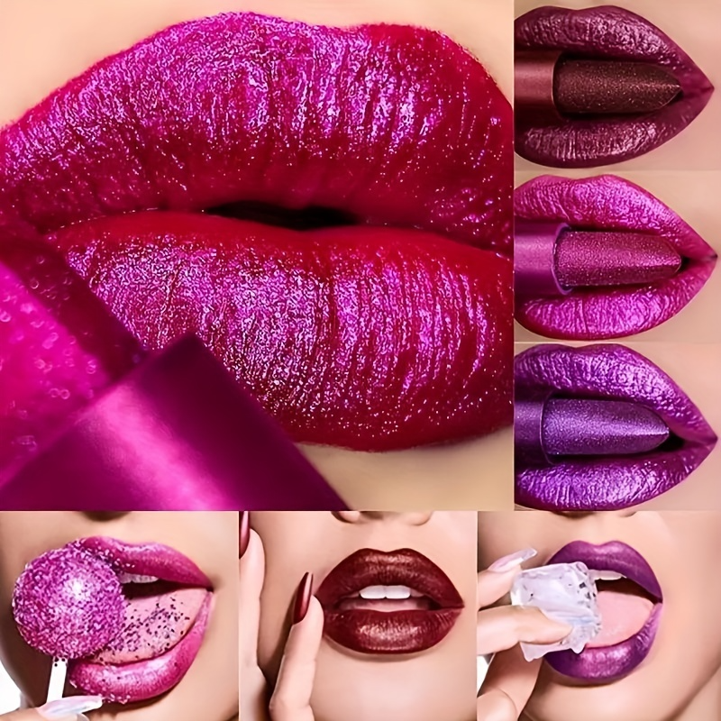 4pcs Metallic Color Lip Gloss - Lip Glaze Lipstick Not Easy to Stain Cup Lip Gloss Pearlescent view 2