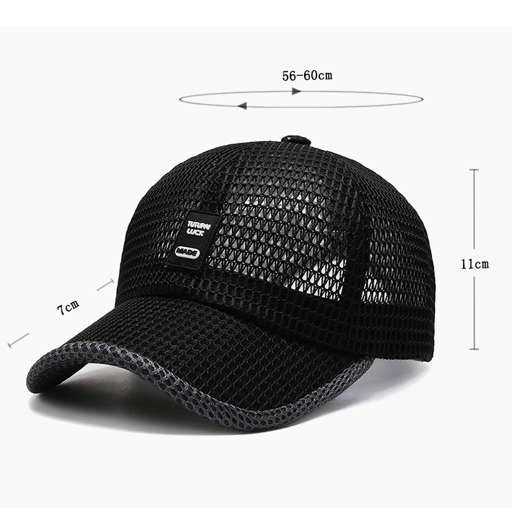 Quick-Dry Breathable Unisex Baseball Caps | Adjustable Summer Sun Hats for Outdoor Activities, Black & Gray Textured Design, Sun Protection, Sporty Style, Durable Headwear