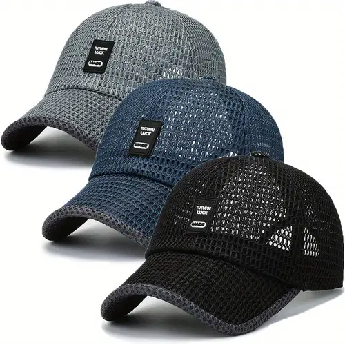 Quick-Dry Breathable Unisex Baseball Caps | Adjustable Summer Sun Hats for Outdoor Activities, Black & Gray Textured Design, Sun Protection, Sporty Style, Durable Headwear