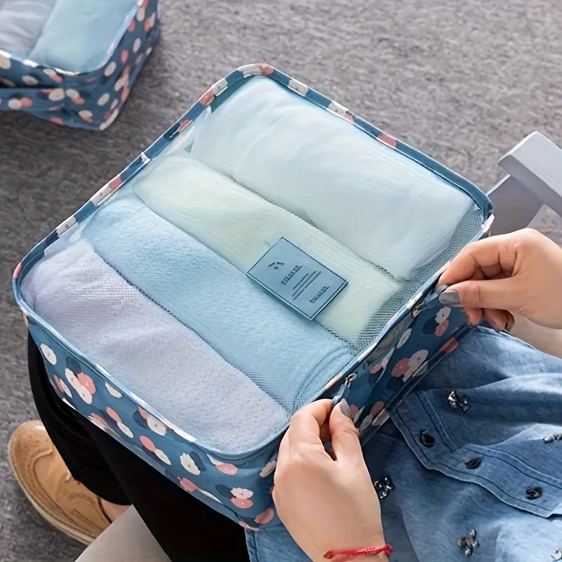 6pcs Floral Print Travel Organizer Bags - Durable Polyester Pouches for Clothing, Toiletries, and Accessories - Ideal for Business Trips and Home Organization, Travel Organizers|Stylish Travel Gear