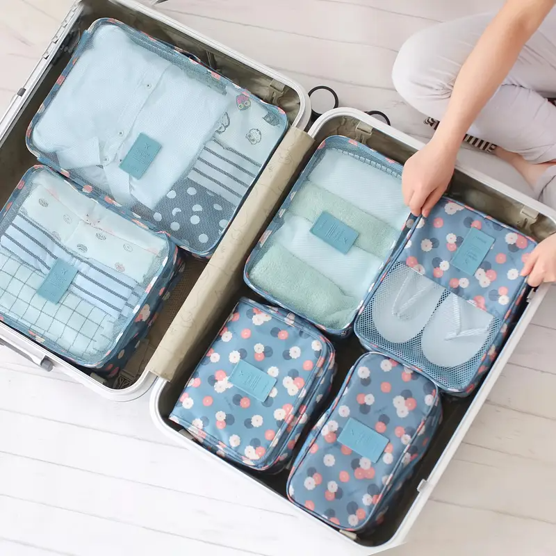 6pcs Floral Print Travel Organizer Bags - Durable Polyester Pouches for Clothing, Toiletries, and Accessories - Ideal for Business Trips and Home Organization, Travel Organizers|Stylish Travel Gear