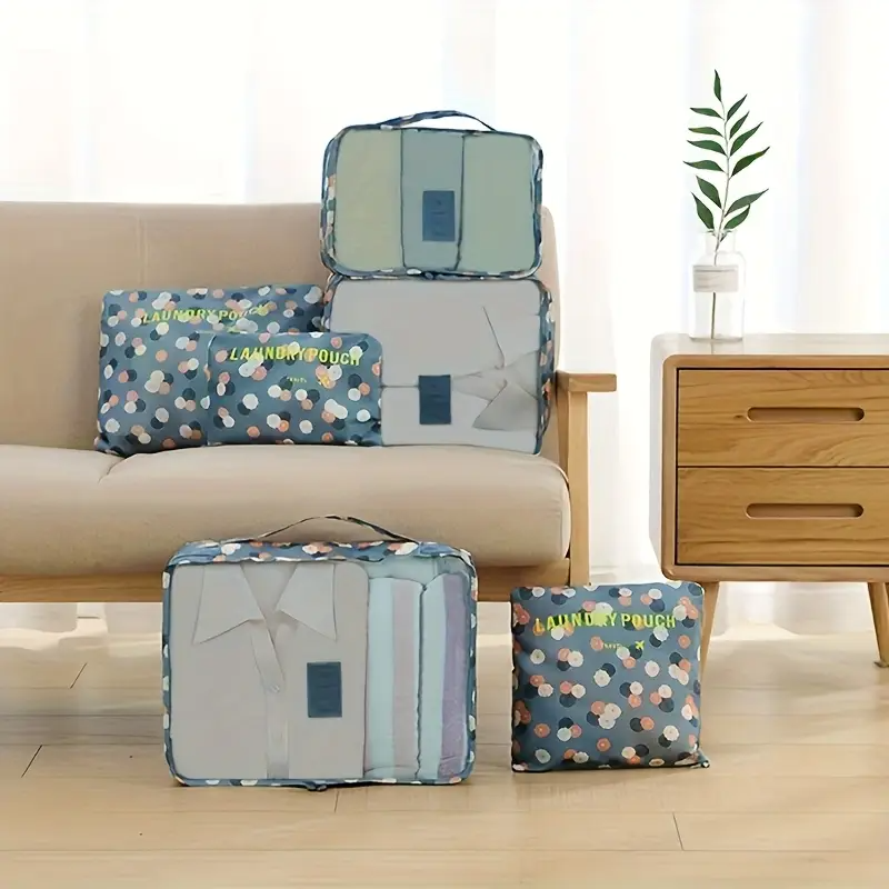 6pcs Floral Print Travel Organizer Bags - Durable Polyester Pouches for Clothing, Toiletries, and Accessories - Ideal for Business Trips and Home Organization, Travel Organizers|Stylish Travel Gear