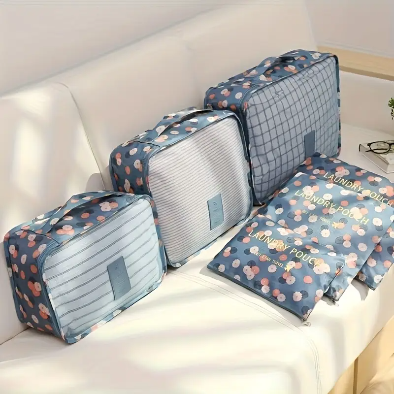 6pcs Floral Print Travel Organizer Bags - Durable Polyester Pouches for Clothing, Toiletries, and Accessories - Ideal for Business Trips and Home Organization, Travel Organizers|Stylish Travel Gear