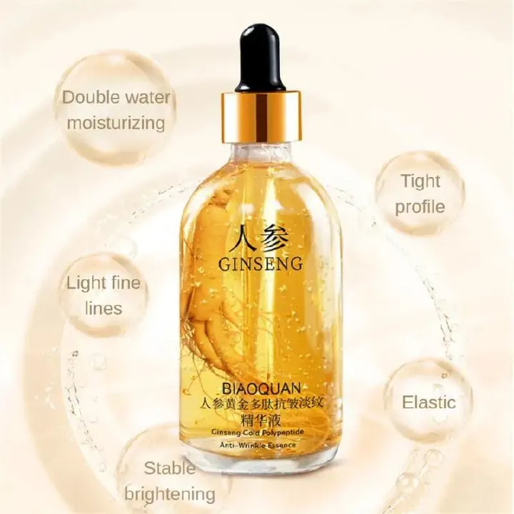 100ml Gold Ginseng Face Essence Polypeptide Anti-wrinkle Lightning Moisturizing Niacinamide Facial Serum For Face Skin Care Care
