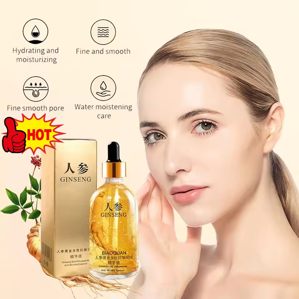 100ml Gold Ginseng Face Essence Polypeptide Anti-wrinkle Lightning Moisturizing Niacinamide Facial Serum For Face Skin Care Care