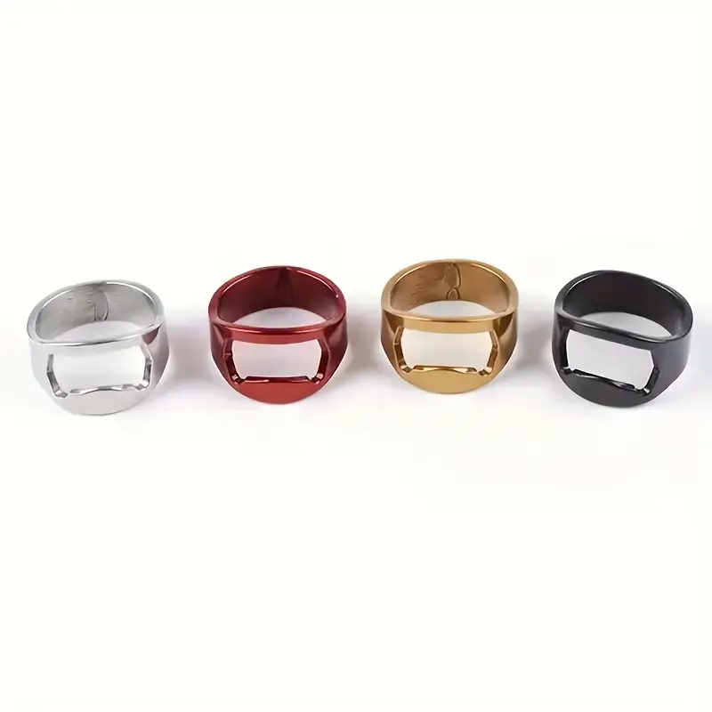 4pcs Creative Ring Bottle Openers, Metal, Ideal for Bar & Home Use, Handy Drinking Accessory Tool, Unique Gadget for Parties