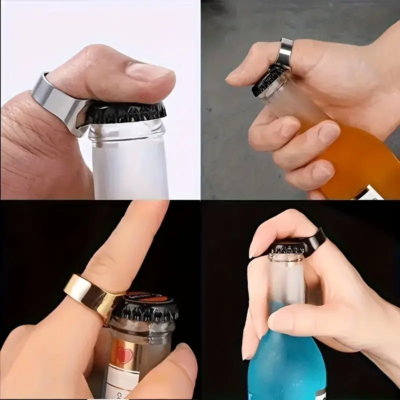4pcs Creative Ring Bottle Openers, Metal, Ideal for Bar & Home Use, Handy Drinking Accessory Tool, Unique Gadget for Parties