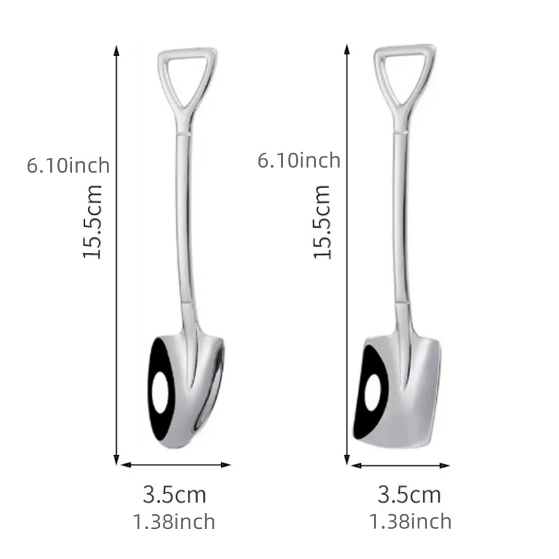 10-Piece Stainless Steel Dessert Spoons Set - Elegant Shovel Shape Teaspoons for Coffee, Ice Cream, Fruit, Kitchen Tableware Cutlery