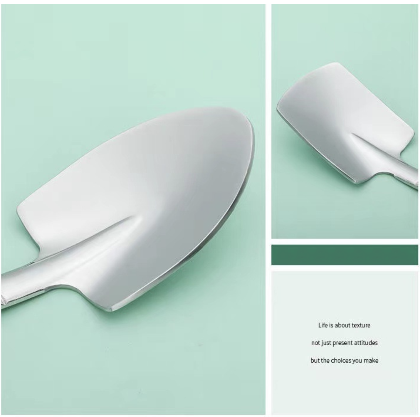 10-Piece Stainless Steel Dessert Spoons Set - Elegant Shovel Shape Teaspoons for Coffee, Ice Cream, Fruit, Kitchen Tableware Cutlery