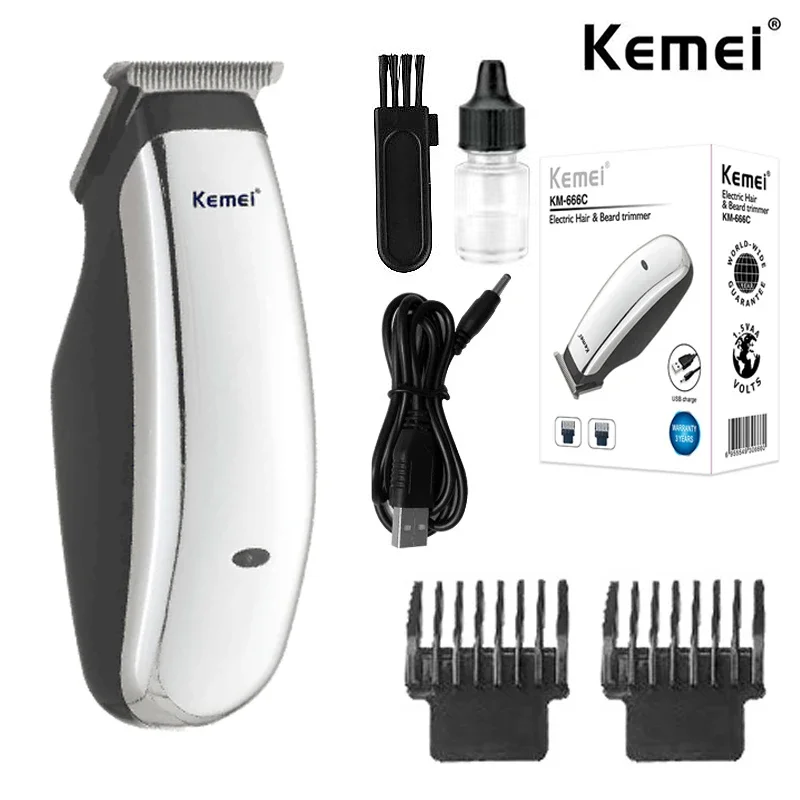 Kemei Newly Design Electric Hair Clipper Mini Hair Trimmer Cutting Machine Beard Barber Razor For Men Style Tools Blue USB Charge